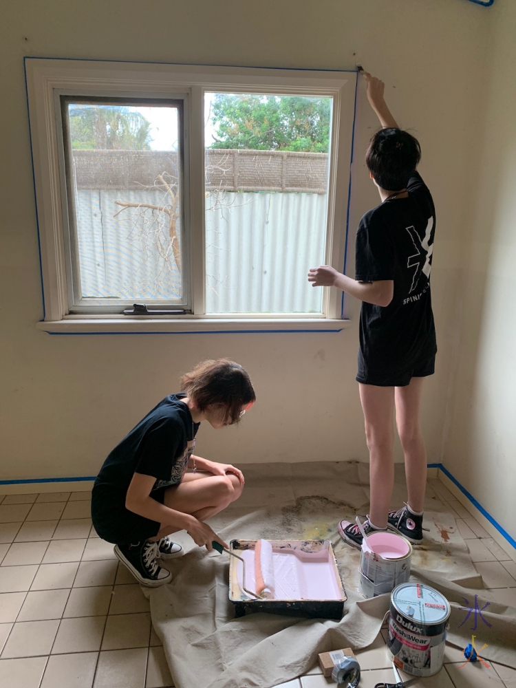 14yo and boyfriend painting room