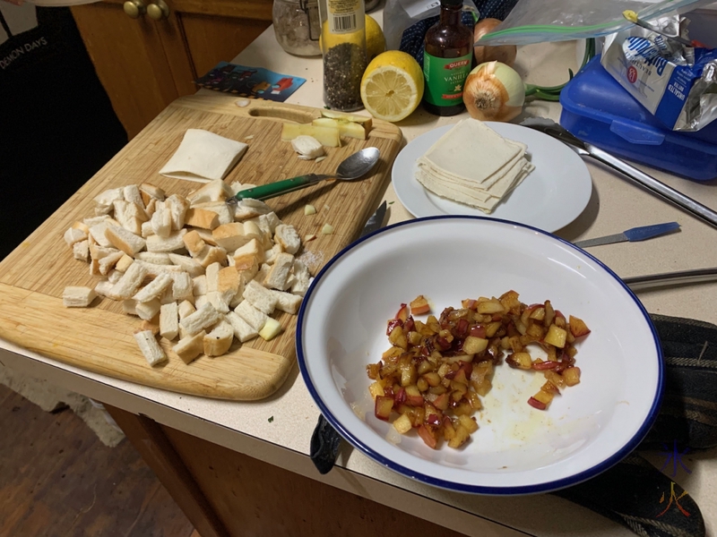 14yo prepping mini apple pie thing