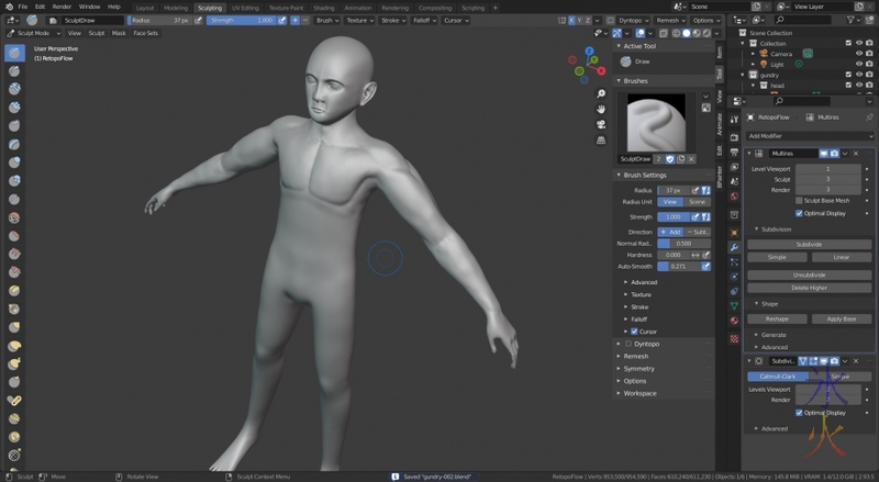 sculpt in progress in Blender 2.93.5