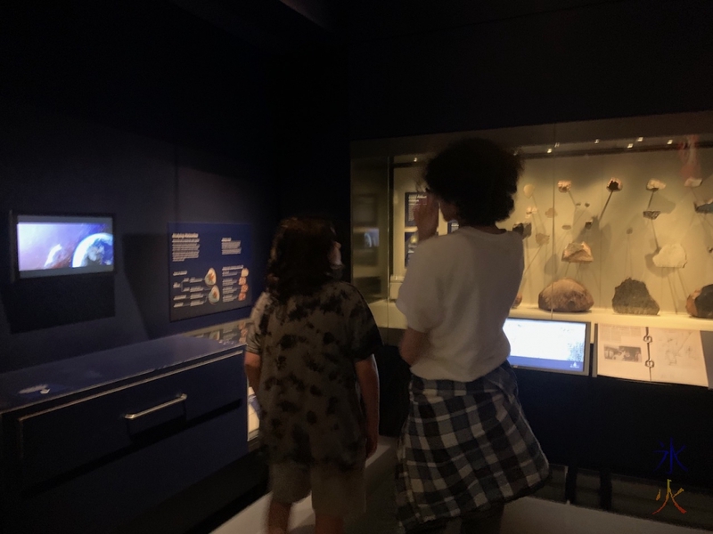 boys in meteorite room at Boola Bardip Museum, Perth, Western Australia