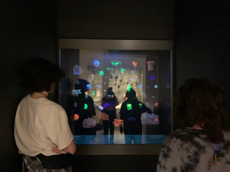 different phosphorescence under different lighting conditions at Boola Bardip Museum, Perth, Western Australia