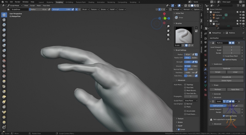 partway through sculpting finger