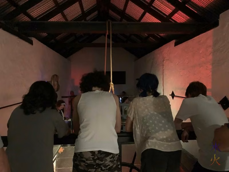 kids looking at the gallows on the Torchlight Tour at Fremantle Prison, Fremantle, Western Australia