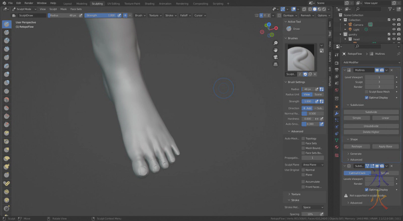 sculpting foot in Blender 3 sculpting foot in Blender 3