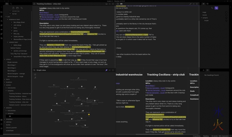 Obsidian RP notes branching