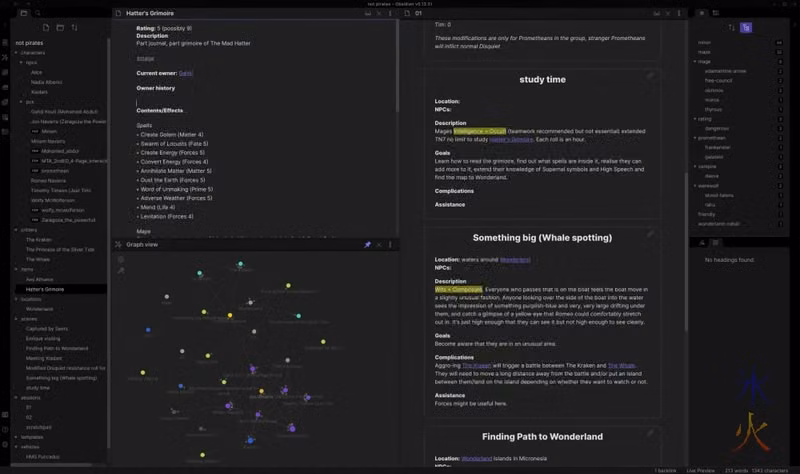 Obsidian RP notes linear