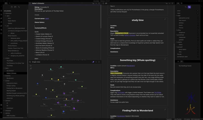 Obsidian RP notes linear