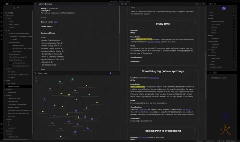 Obsidian RP notes linear