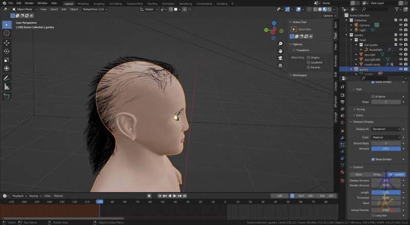 hair in object mode