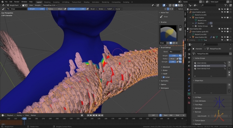 weight mapping particle feather density