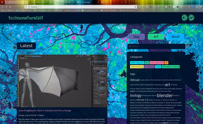 screenie of new technonaturalist dark mode