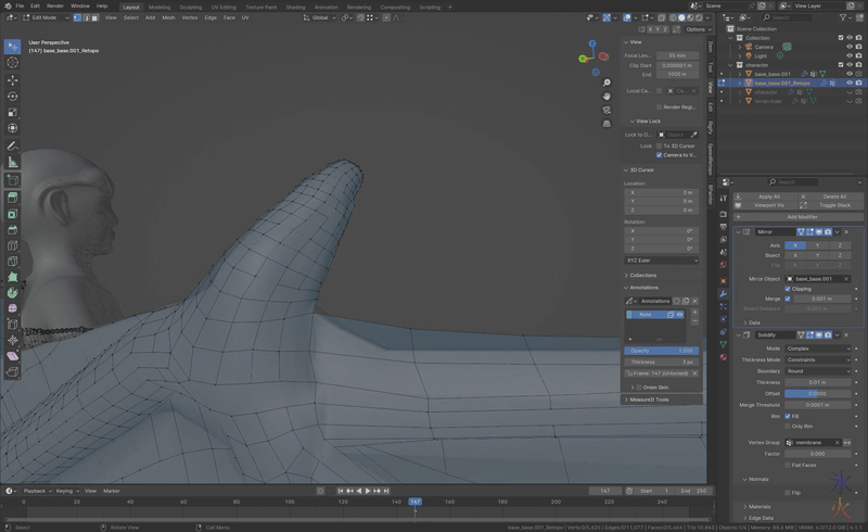 extreme closeup of back of Dragonkin wing thumb