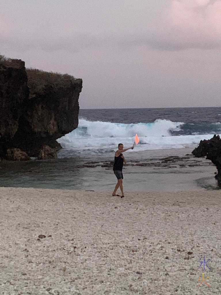 19yo sword dancing with a stick on fire