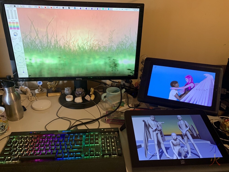 XP-Pen Artist Pro 14 as third screen on a desktop setup