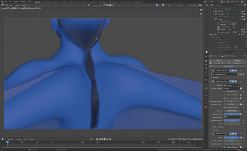 Blender 4.2 render showing hair behaviour I don't understand Blender 4.2 render showing hair behaviour I don't understand