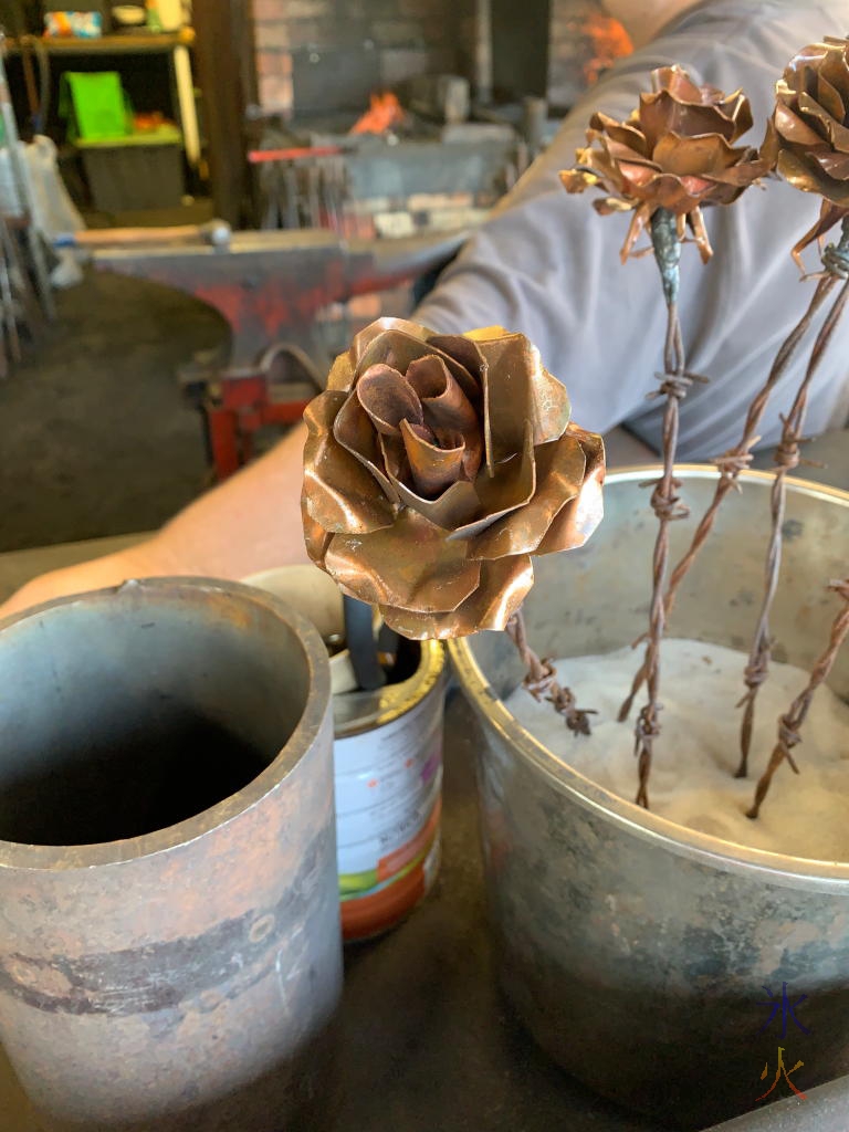 metal rose for sale at blacksmith stall at Perth Royal Show