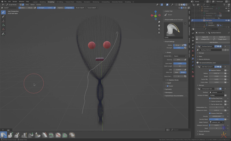 Blender screenshot showing violent displacement of a curve guide when Surface Deform modifier is activated Blender screenshot showing violent displacement of a curve guide when Surface Deform modifier is activated