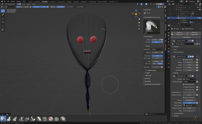 Blender screenshot showing how the curve guides are supposed to look