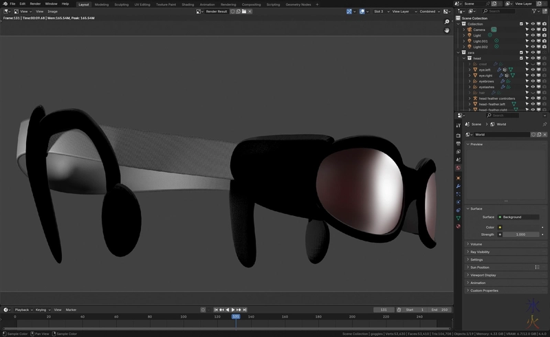 polarised safety goggles modelled and textured in Blender 4.3