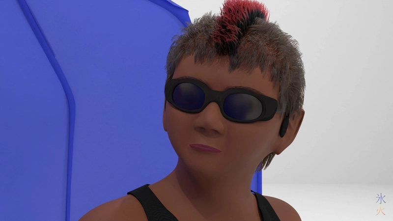 Zip looking up at Red