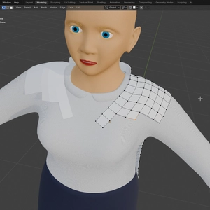 dubious looking topo flow on the front of a jacket in Blender 5