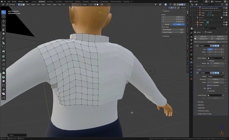 modelling a jacket in Blender