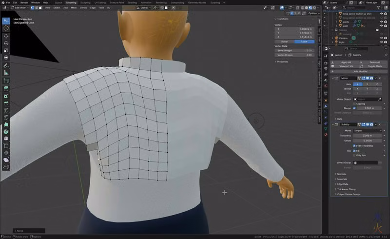 modelling a jacket in Blender