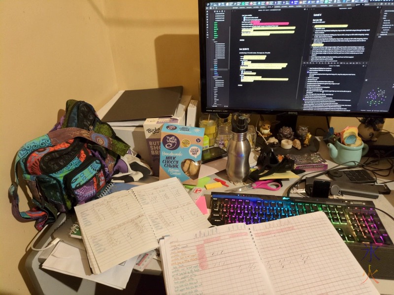 photo of my very messy desk with my post-shift data entry nonsense