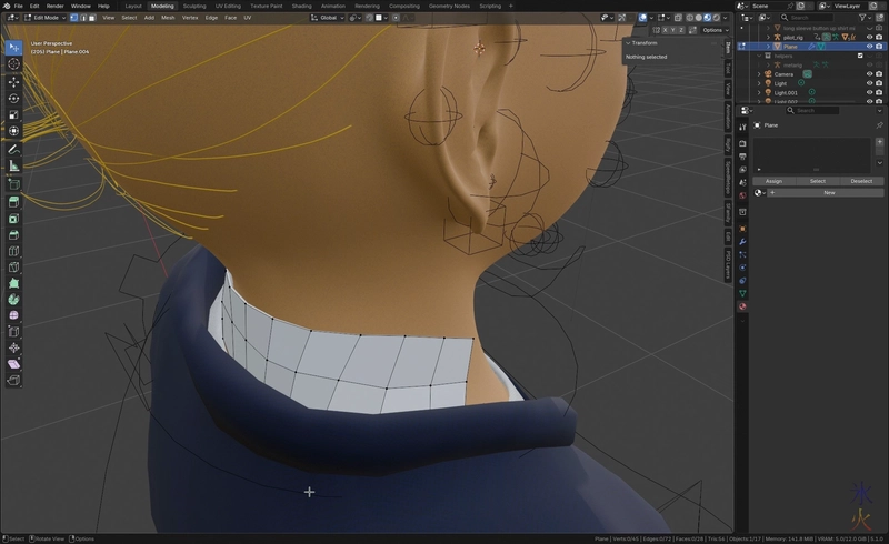 modelling a scarf in Blender 5.1