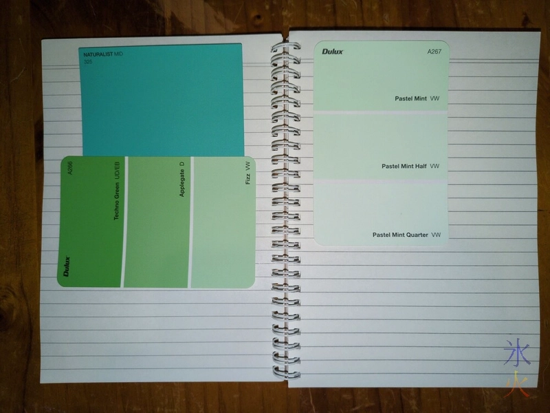 paint swatches in A5 notebook