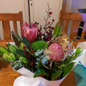 bouquet of Australian natives in a box