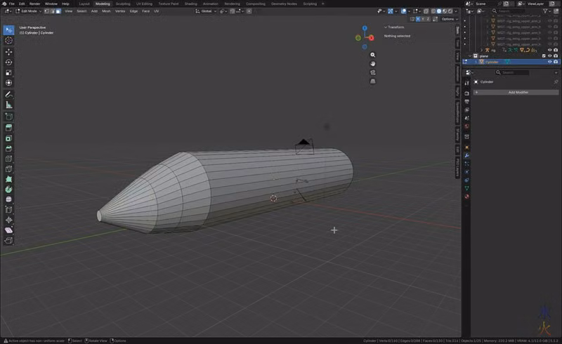 trying to model a plane in Blender 5.1