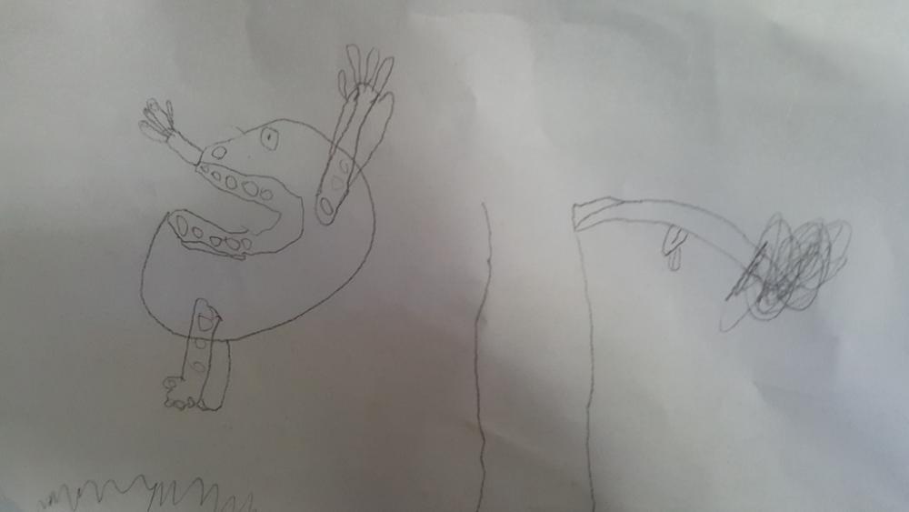 11yo's drawing of an Aboriginal vampire