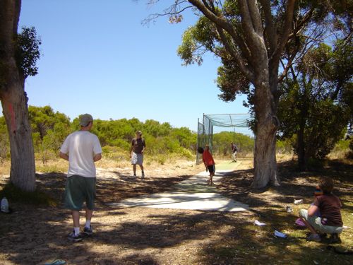 "Backyard" cricket at the school nets at the school in Jurien Bay