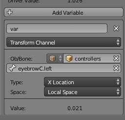 Variable settings in Driver N panel in Blender 2.74
