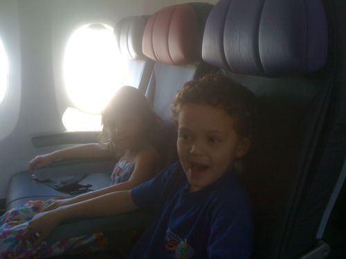 Kids on the plane to Christmas Island