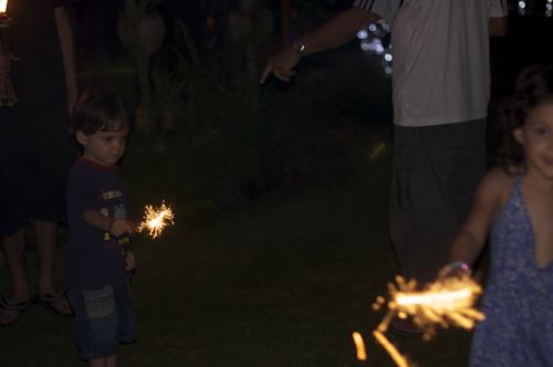 Kids playing with sparklers