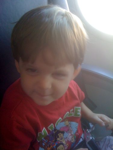 Toddler on plane to Christmas Island