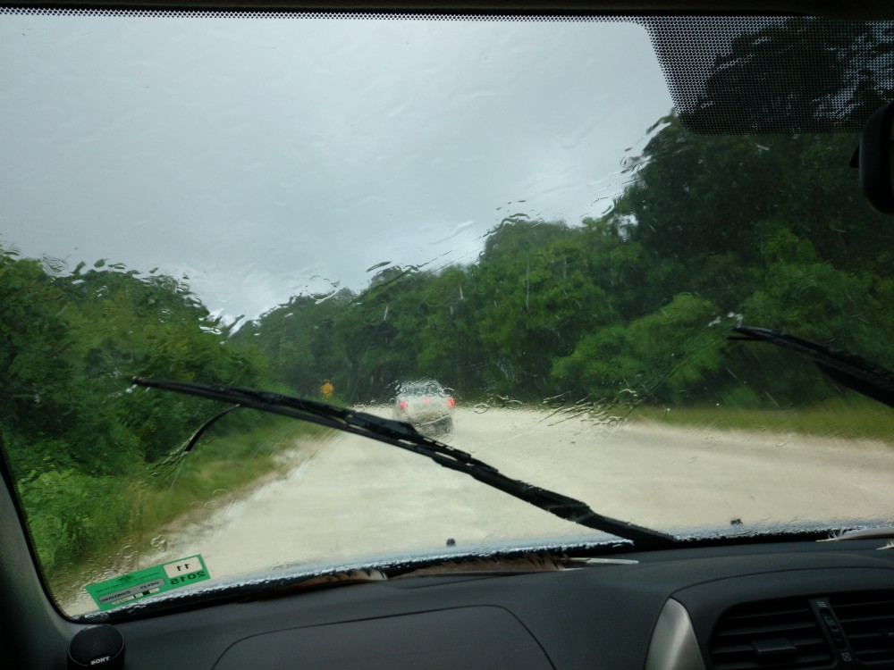 Driving back from the Blowholes in the rain, Christmas Island, Australia