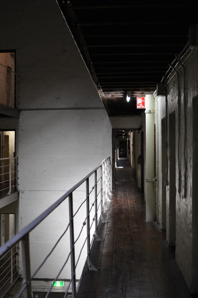Looking down the 3rd floor corridor in one of the other divisions, Fremantle Prison, Western Australia