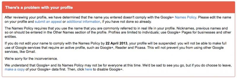 Google wants to decide what people's "commonly used" names are