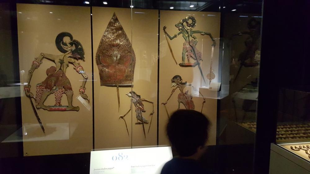 Javanese shadow puppets at 100 Objects Exhibition, WA Museum