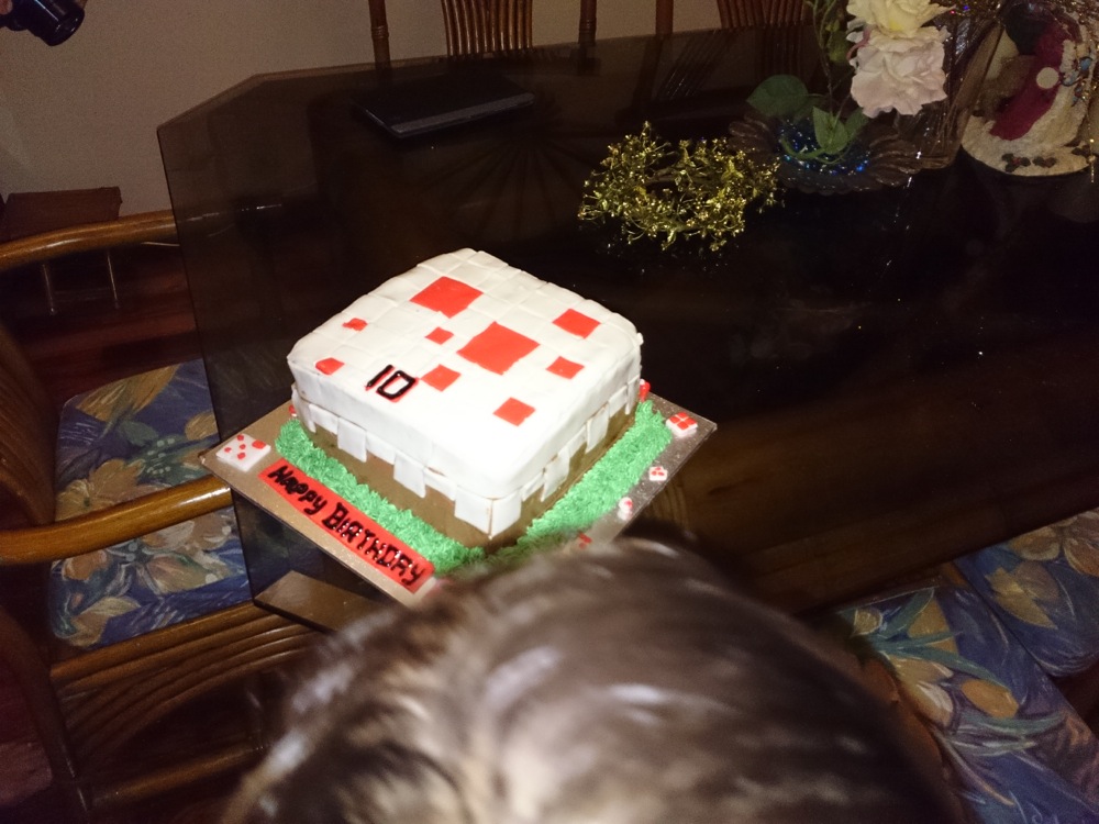 Minecraft cake for 10yo's birthday