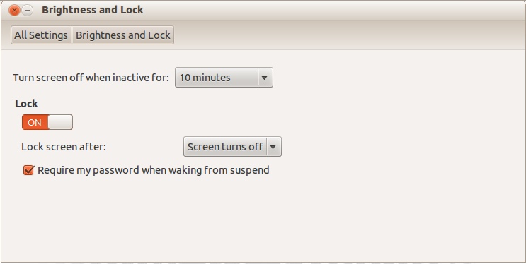 Ubuntu screen lock settings