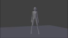 Blender model in beat up action hero recovery pose