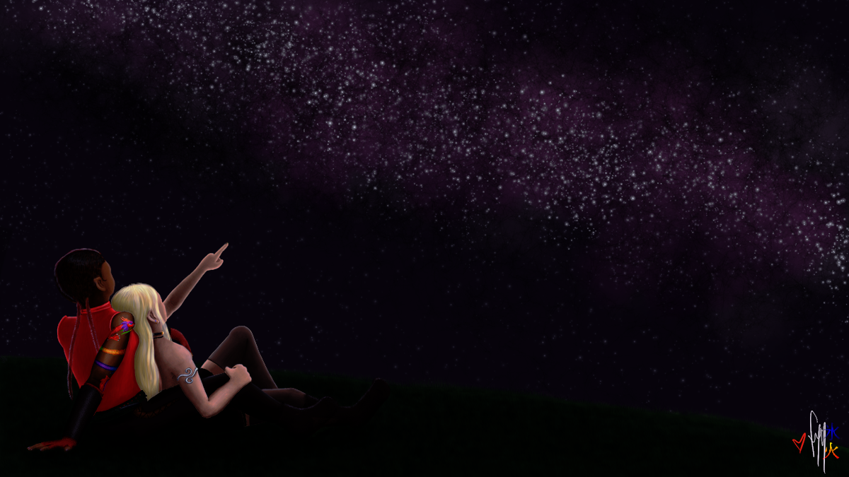 Zara and Megan chilling looking at the stars