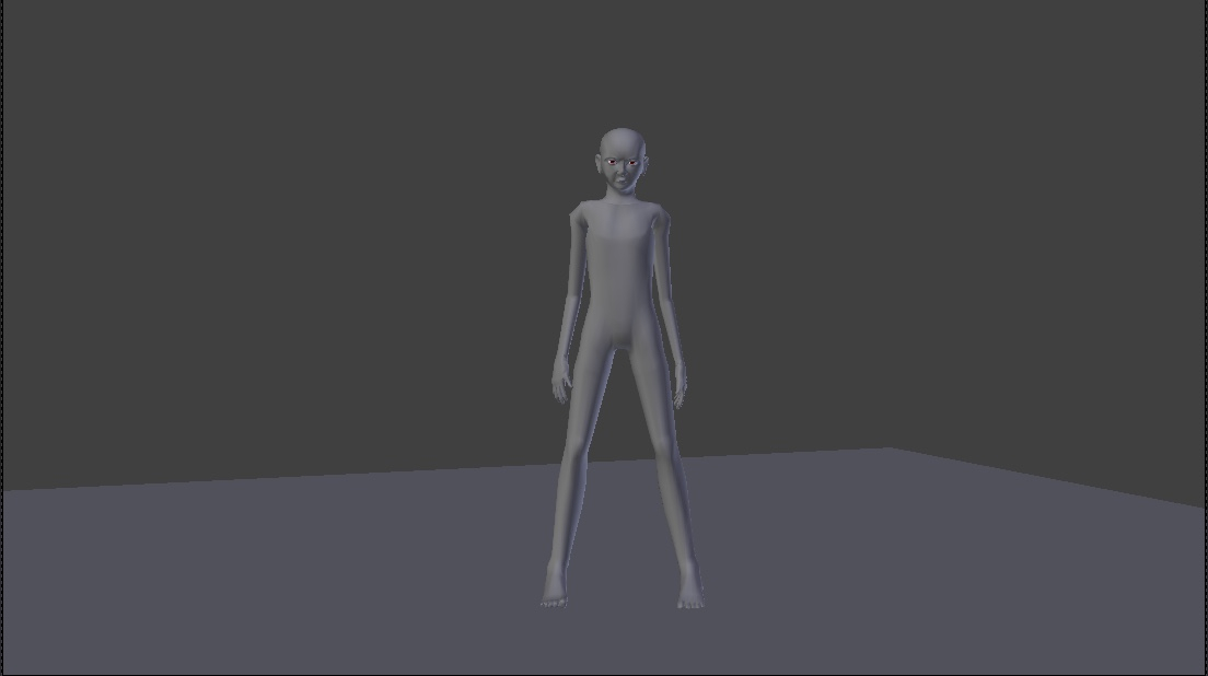 Blender model in beat up action hero recovery pose