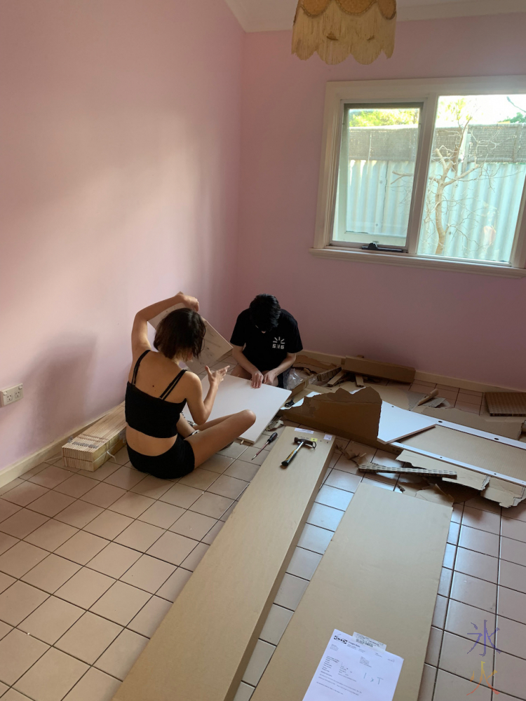 14yo and bf putting together IKEA bed