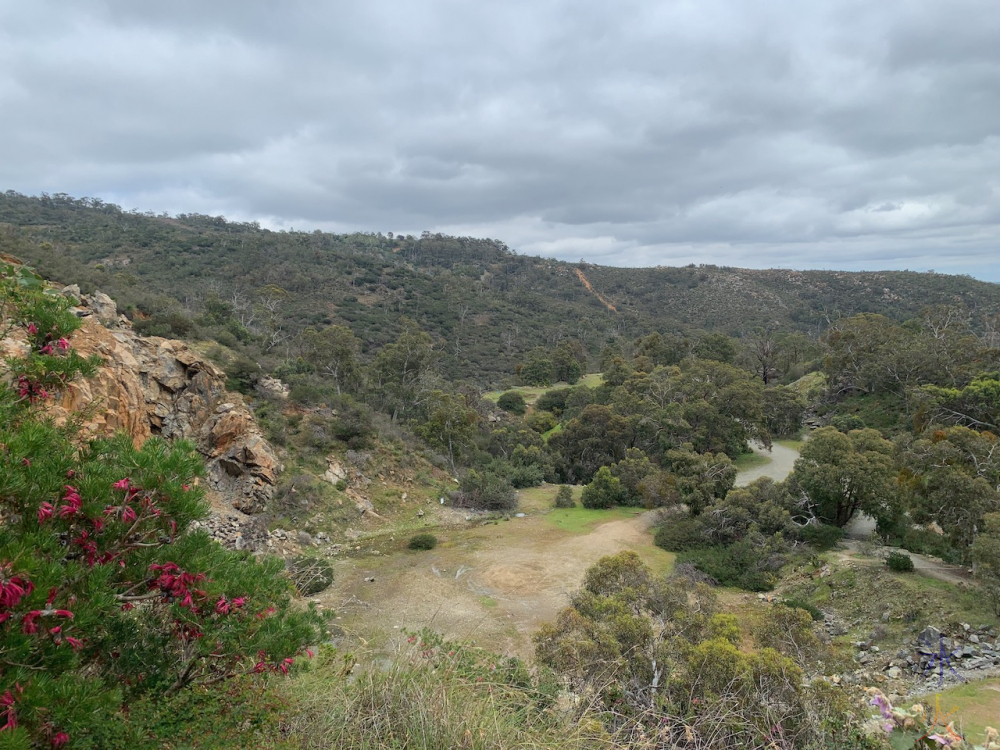 heading down into the quarry at Ellis Brook, Banyowla Regional Park, Western Australia