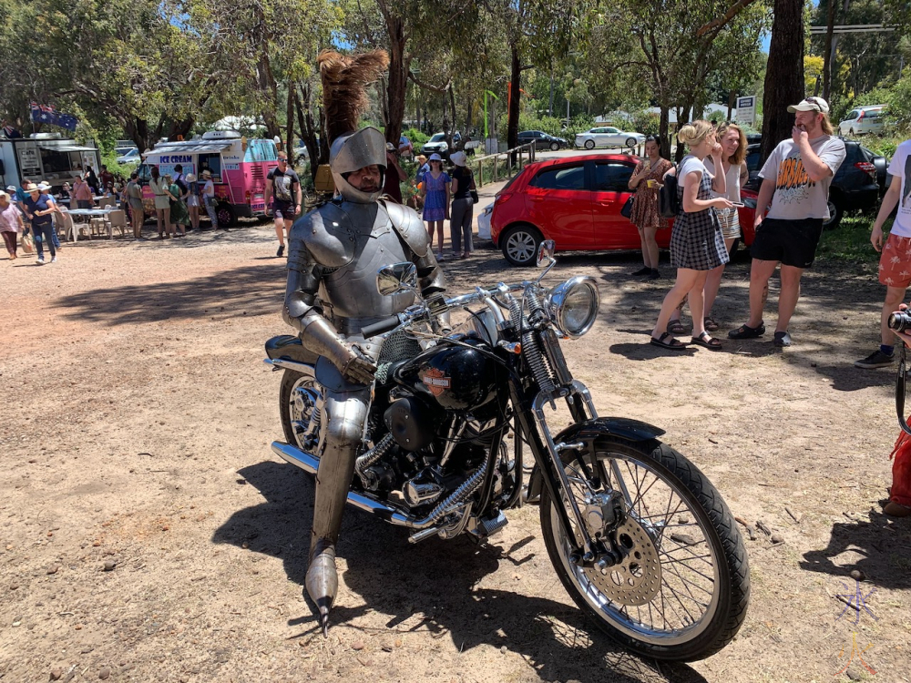 motorbike knight at Glen Forrest Medieval Faire